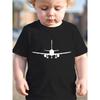 European Sizes Toddler Airplane Silhouette T-Shirt Clothing 2D Print Round Neck Short Sleeve Top Summer Boys' Casual Wear Aviation Themeem Clothing