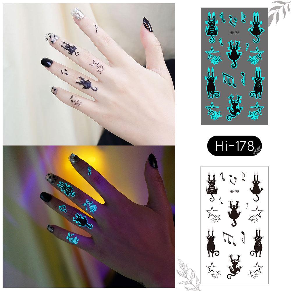 Ricalon Blue Luminous Love Couple Finger Tattoo Stickers