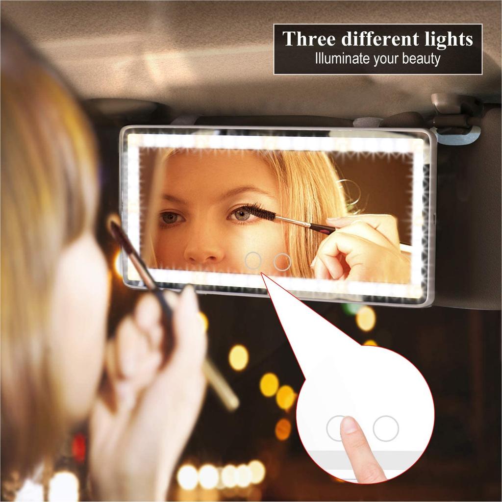 USB Interface Rechargeable Car Visor Mirror Personalized LED Car Vanity Mirror for Makeup Cosmetic Mirror with Light
