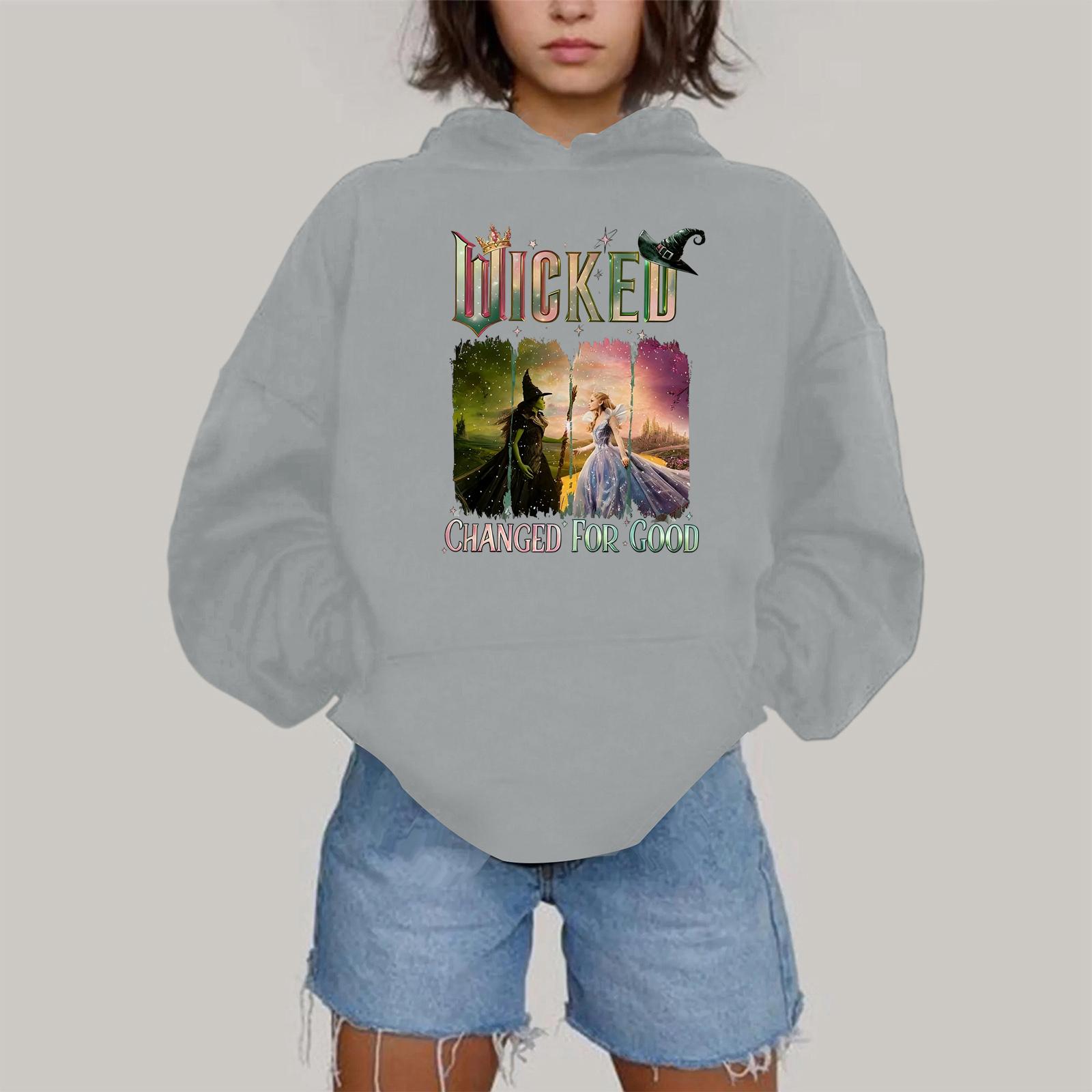 

Женская модная повседневная толстовка с капюшоном, длинным рукавом и принтом M