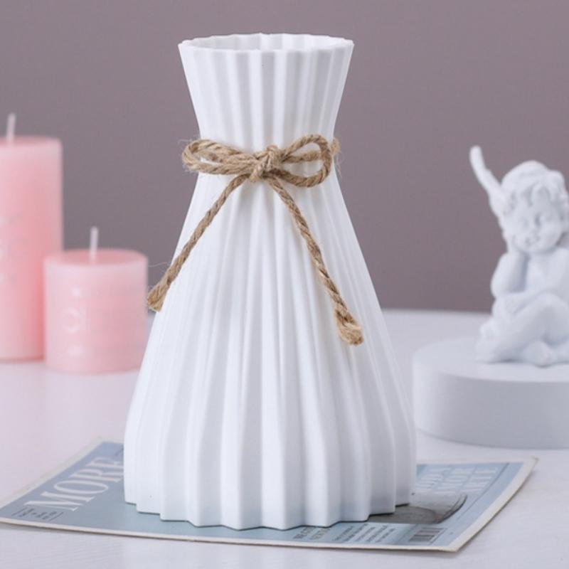 Creative Origami Vase European Pleated Design Plastic Folding Flower Vase Modern Decor for Dry Flower Arrangement белый