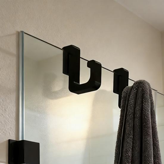2Pcs Shower Door Hooks Bathroom Towel Hooks Bath Robe Hanger Hooks for 8mm Thick Frameless Glass Shower Door