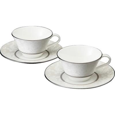 NARUMI Milano Bianca Kop og Underkop med Blomstrende Blommeblomst Perfekt til Te og Sød og Perfekt til Bryllupper og Gaveprodukt Sæt, 210cc, Hvid,