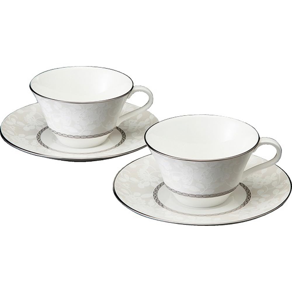 

NARUMI Milano Bianca Cup and Saucer with a Floral Plum Blossom Perfect for Tea and Cute and Perfect for Weddings and Gift Product Set, 210cc, White,