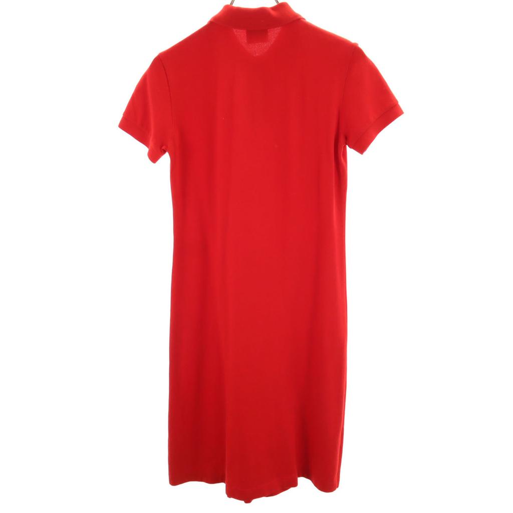 Lacoste Made In Japan Short Sleeve Polo One Piece 40 Red Kanoko Fabric Women Used