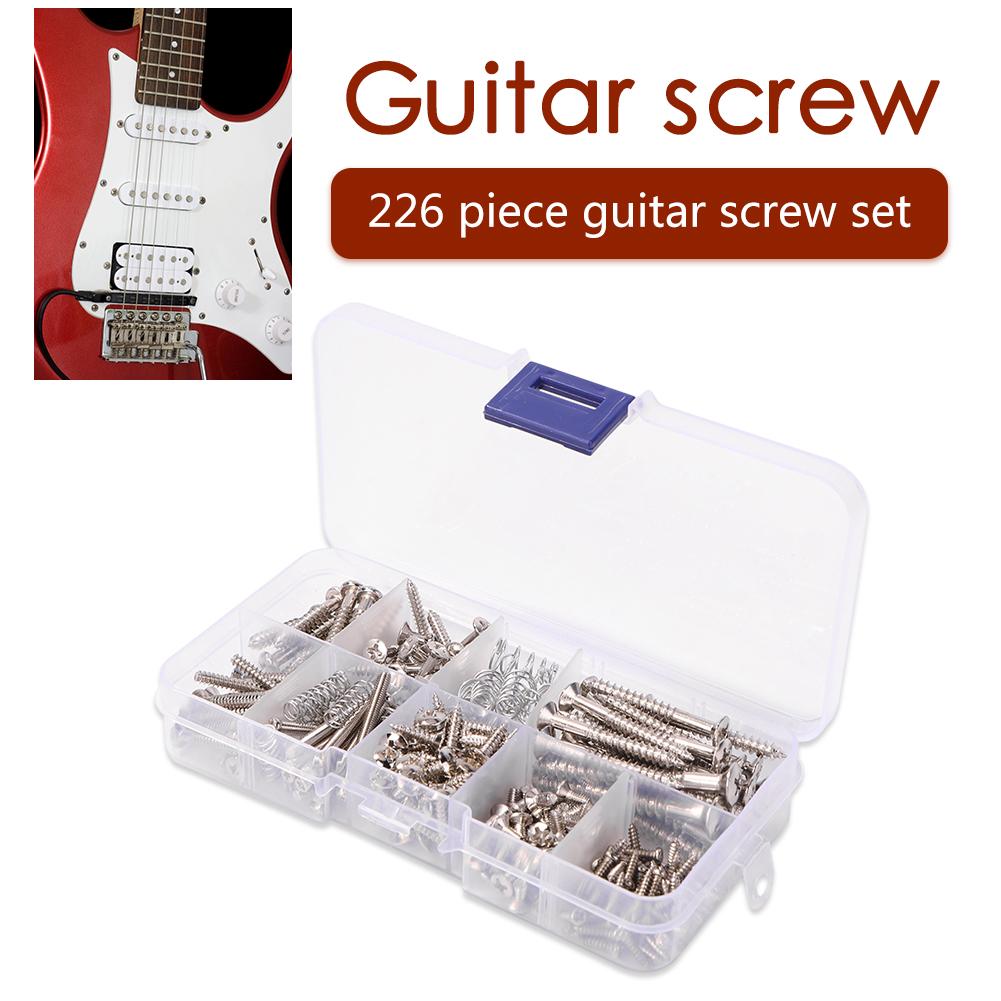 226pcs Electric Guitar Screw Kit Mounting Screws Assortment Box for Electric Guitar Bridge Pickup Pickguard Tuner