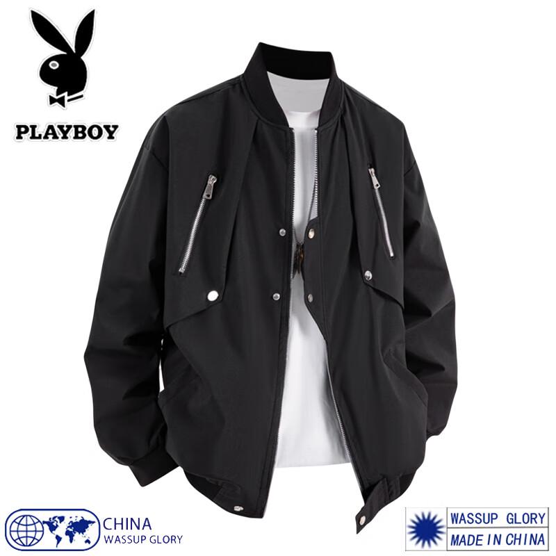 Playboy Men's Casual Baseball Collar Jacket