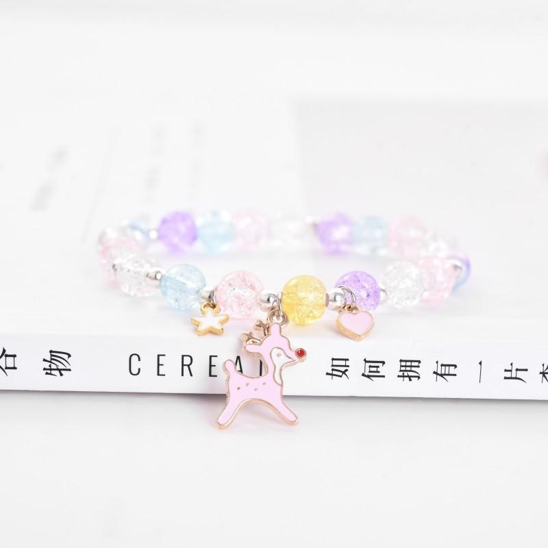 New Moon Star Colorful Crystal Beaded Bracelet For Women Bohemian Rabbit Cat Animal Handmade Elastic Rope Fashion Jewelry