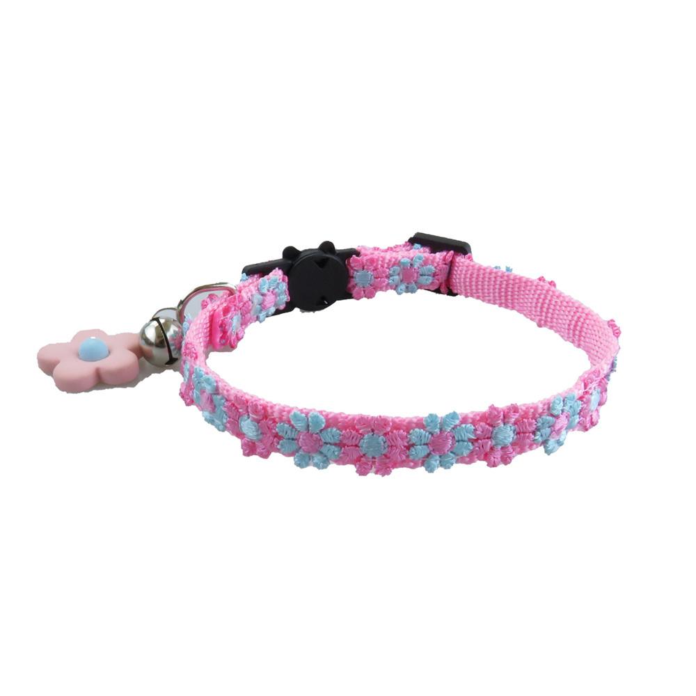 Classic Cat Collar Adjustable Lace Flower Pet Collar with Bell & Flower Pendant,Quick Release Buckle To Prevent Choking,for Cats & Puppy