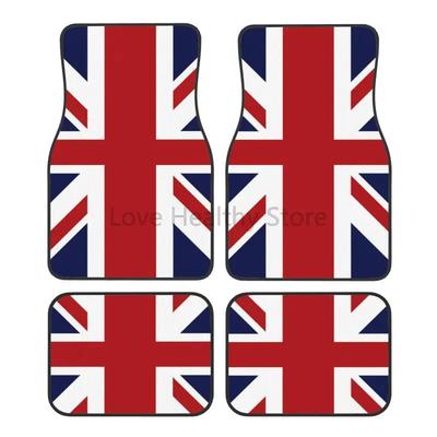 Niestandardowe dywaniki samochodowe Union Jack Wielkiej Brytanii Zestaw 4 sztuk Dywaniki podłogowe przednie i tylne z gumowym podkładem Uniwersalne
