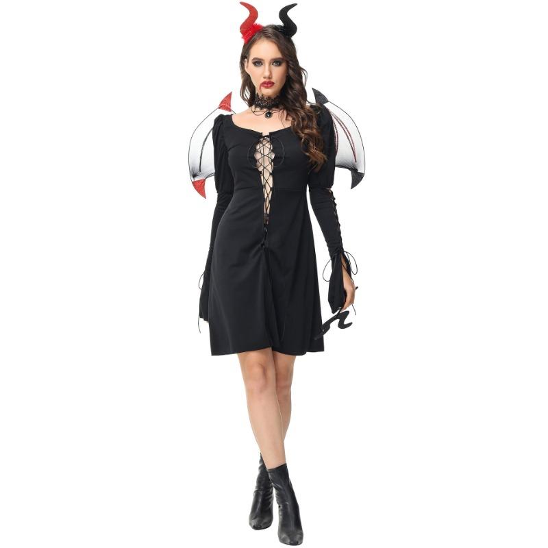Halloween Sexy Hollow Straps Witch Dress Little Demon Adult Dress Up