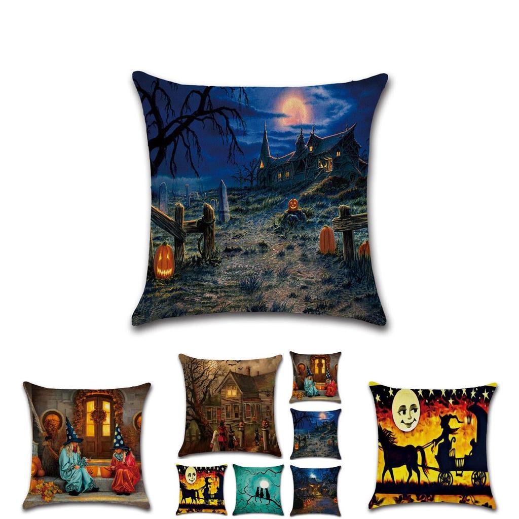 High-quality Flax Halloween Pumpkin Pillow Covers For Witch And Haunted House Decor