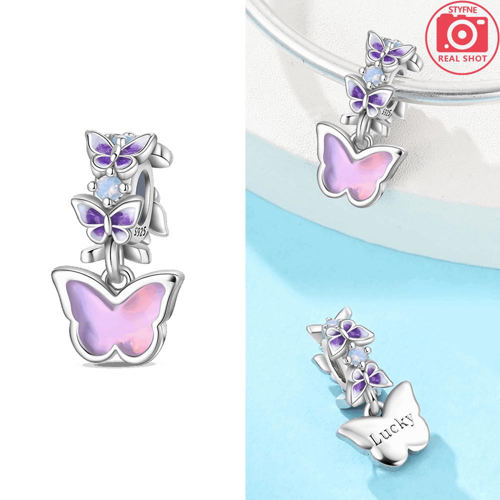 Original Pink Butterfly Pendant Baby Panda Owl Graduation Heart Symbol Charmcopper Bead Fit Bracelet Women Jewelry Diy Gift