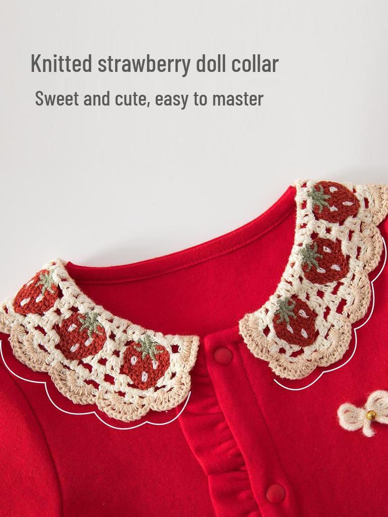 Red New Year Jumpsuit for Baby - Festive First Birthday and 100-Day Celebration Outfit