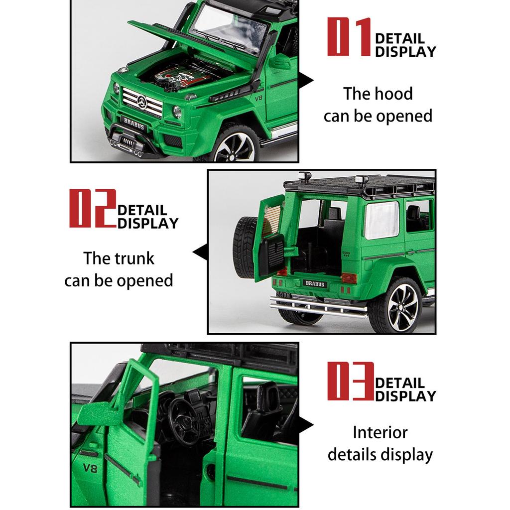 Model de mașină Benz G550 la scară 1/32 de jucărie, mașină de jucărie cu tragere înapoi cu sunet și lumină pentru copii mici, băieți, fete, colecție de cadouri