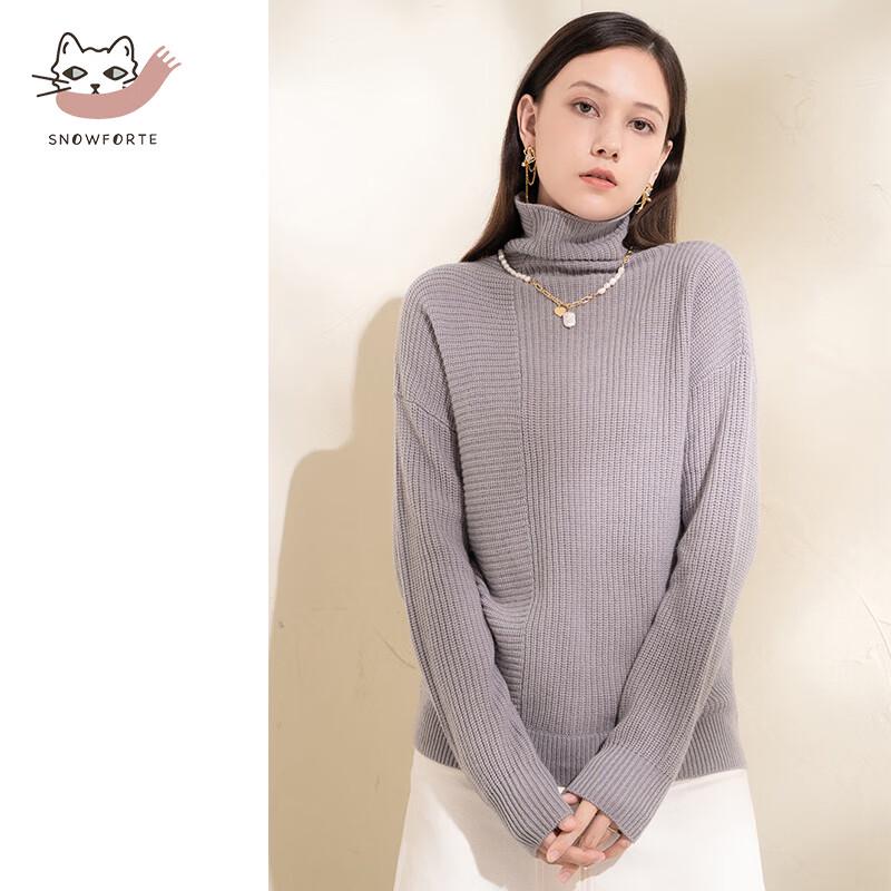 Sinoforde Women's S+047 Thick Cashmere Blend Turtleneck Sweater