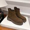 Short boots women's autumn and winter new inner height increase thermal velvet cotton shoes versatile leather frosted Martin boots