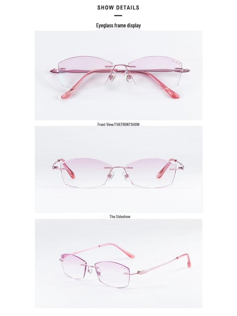 Women's Rimless Diamond Cut Anti-Blue Light Resin Reading Glasses