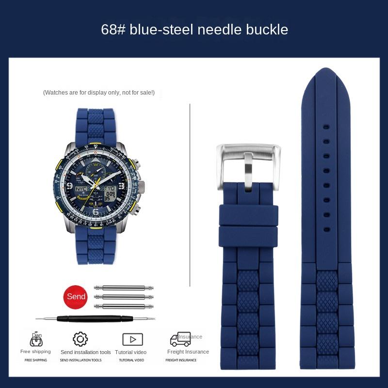 

22 23mm For Citizen Blue angel second Three generation Men watch Strap AT8020 8078 JY8085 nylon fluoro rubber silicone watchband 23mm