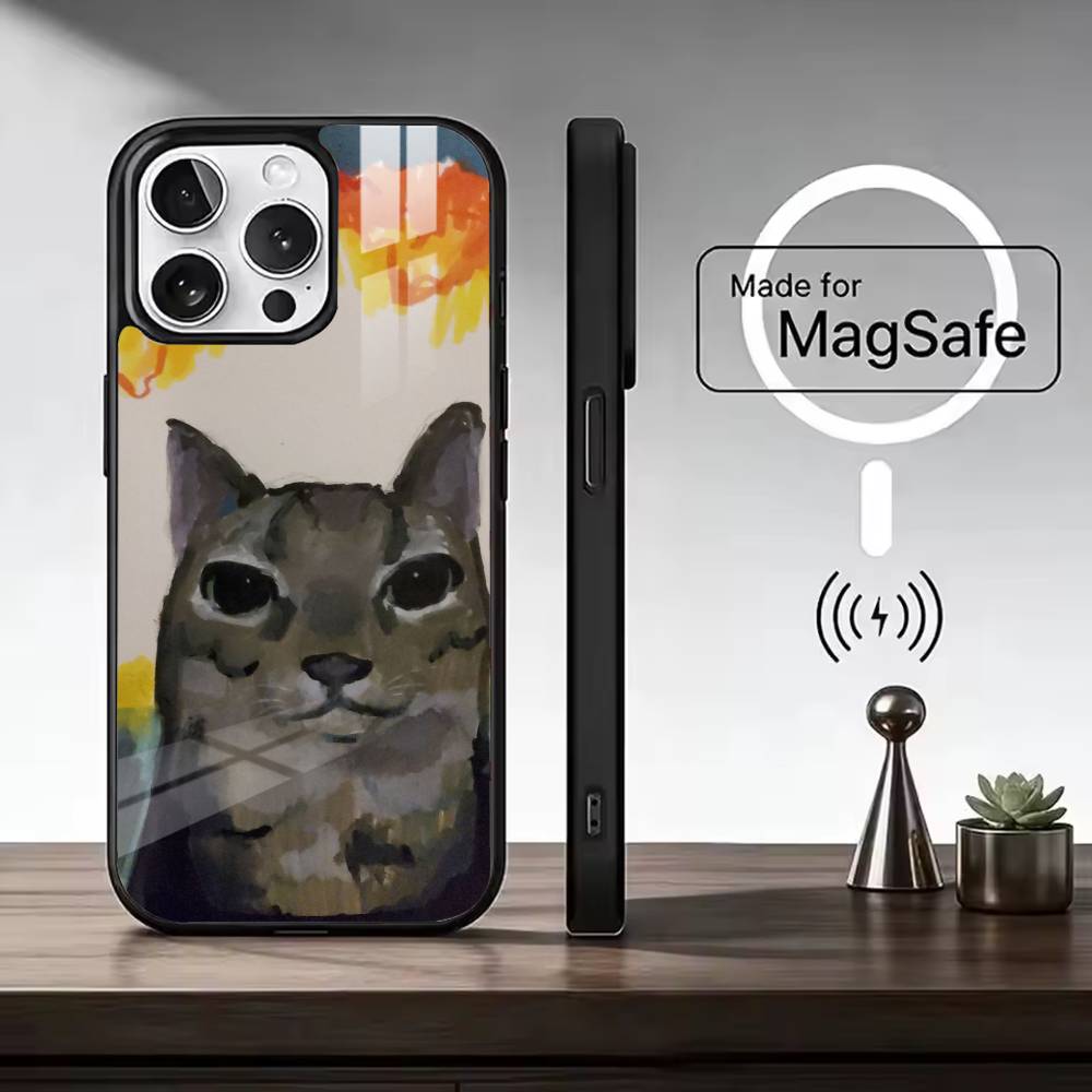 

Cat Memes F-Funny Cute Phone Case For iPhone17,16,15,14,13,12,11 Plus,Pro Magnetic For Magsafe Wireless Charging iPhone17