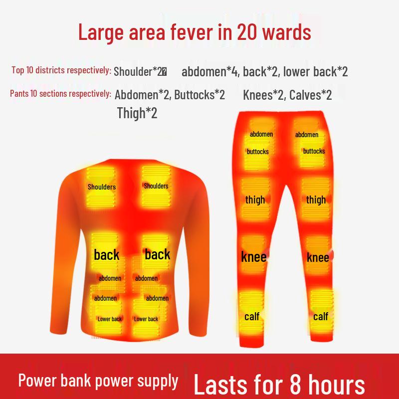 Winter Graphen USB Beheiztes Unterwäsche-Set für Herren & Damen: Intelligente elektrische Wärmekleidung