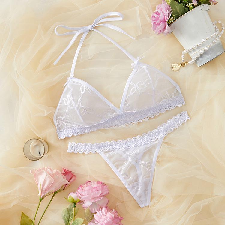 European & American Bare Buttocks Backless Lace See-Through Sexy Lingerie Set 8811C.