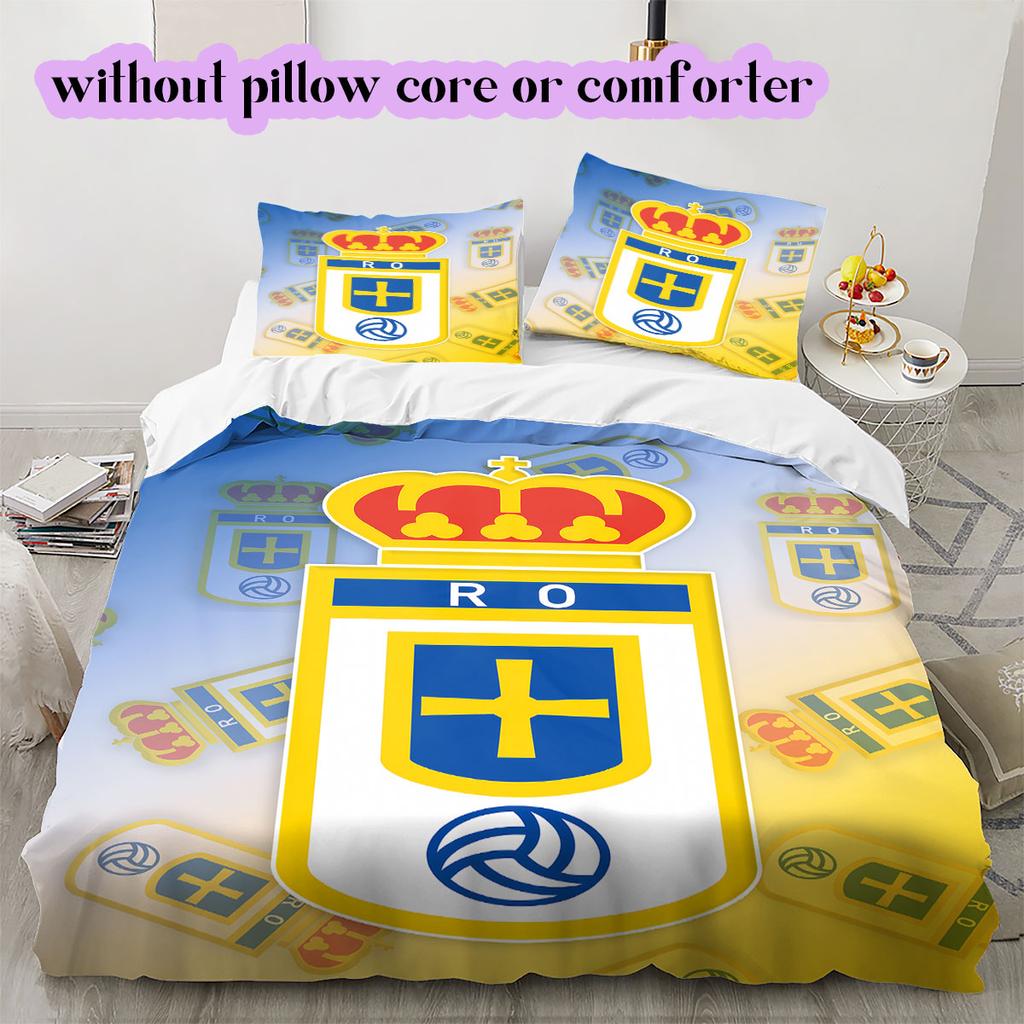 Biancheria da letto con motivo Real Oviedo, Set piumone Copripiumino Federa Regalo di Compleanno per la Casa (1*copripiumino+2*federe,senza imbottitura)