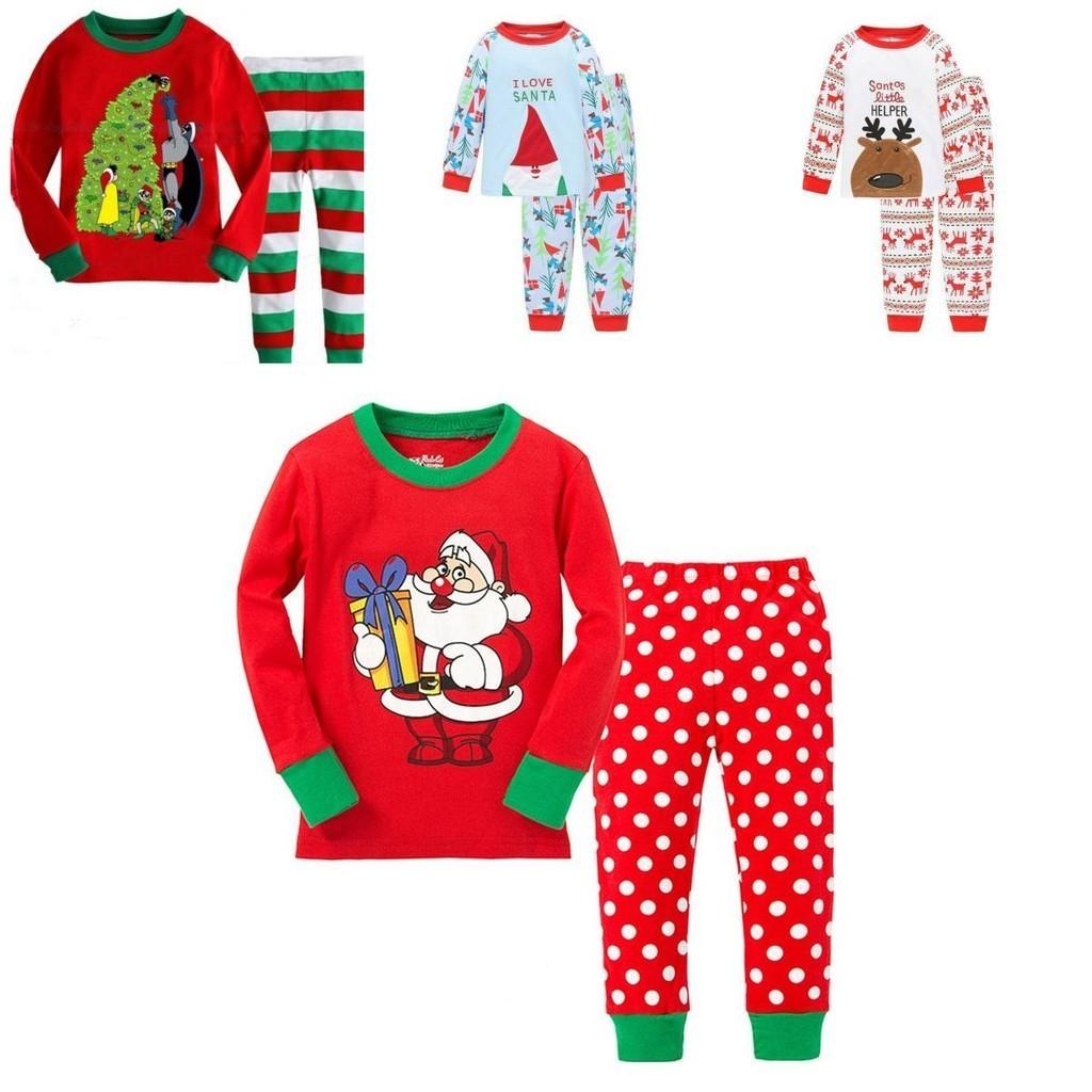 Novo Conjunto de Roupa de Natal em Mistura de Algodão Para Crianças Aconchegante Macio Confortável Roupa de Dormir