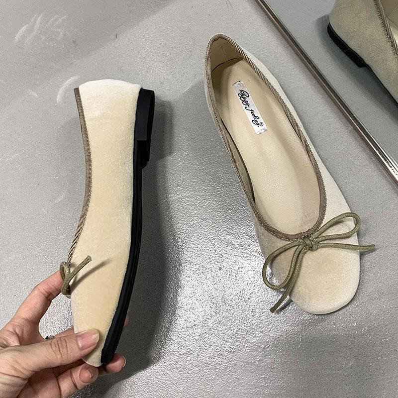 Fashion Red Fashion Silk Footwear Women Ballet Flats Shoes Designer Shallow Female Round Toe Butterfly-Knot Ladies Flats Slides Shoes