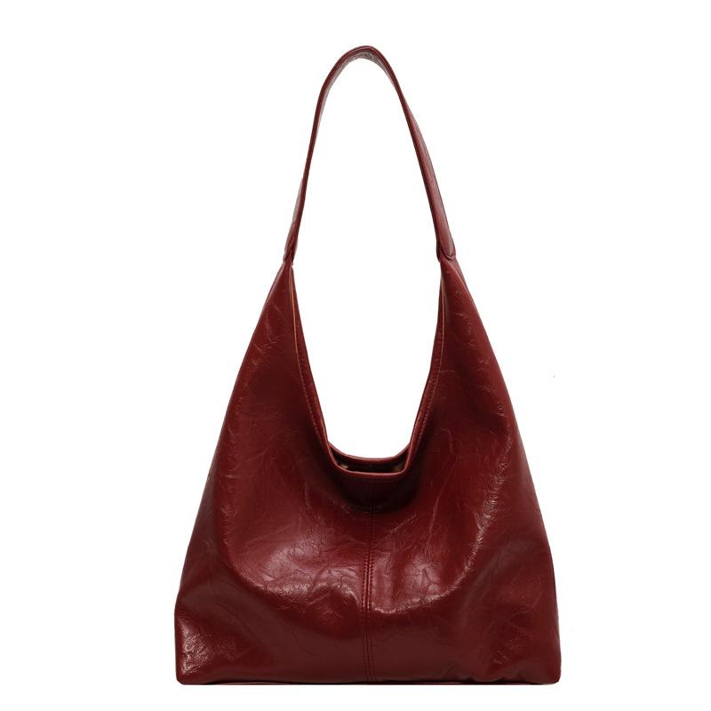 Soft PU Leather Shoulder Bag for Women Wedding Totes All-match Commuter Underarm Bag Fashion Large Capacity Handbag