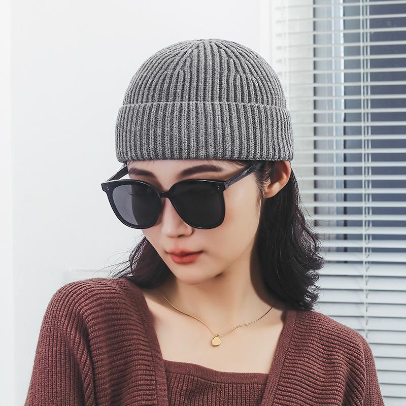 Zhenyueqi Japanese Style Wool Knit Pullover Cuffed Hat – Autumn/Winter Dome-Shaped Melon Tang Hat