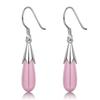 Qiaolanxuan Korean Style Sterling Silver Cat's Eye Teardrop Earrings with Natural Crystal