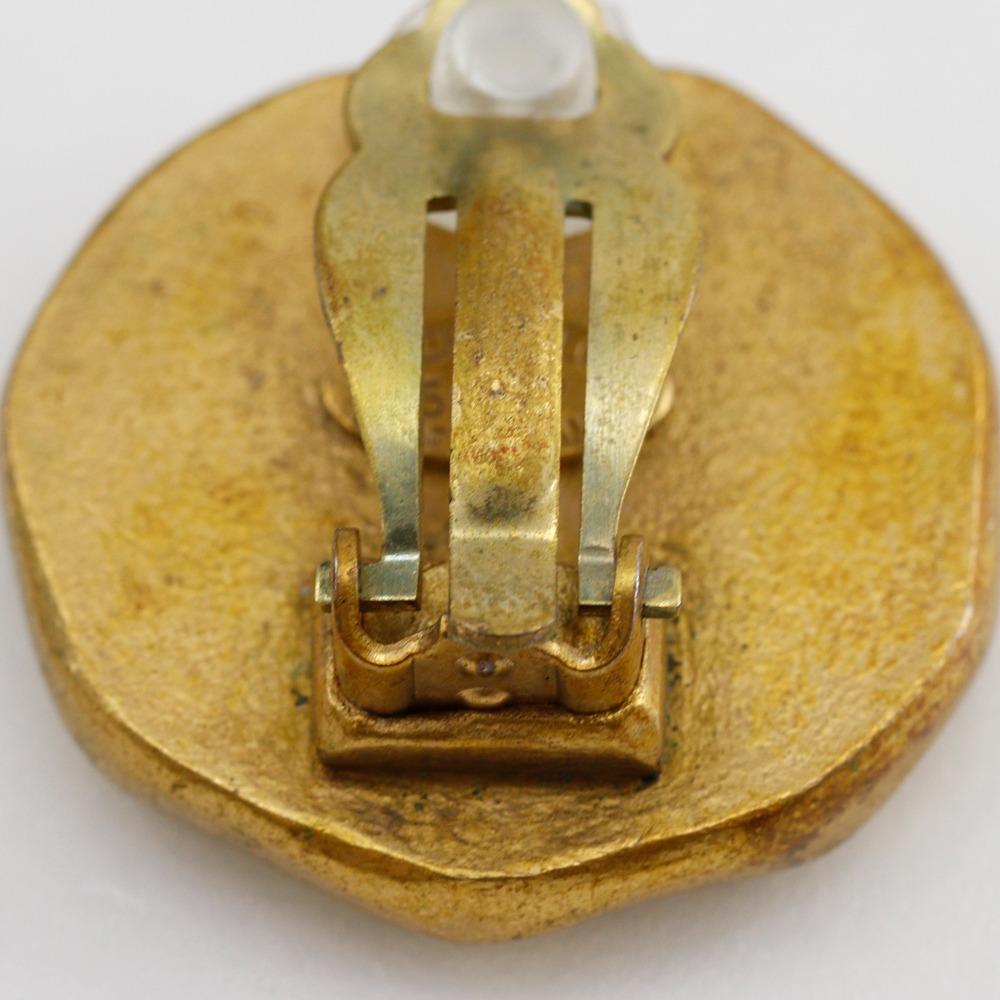 CHANEL COCO Mark Earring vintage black Plated Gold 23.1g Women Used