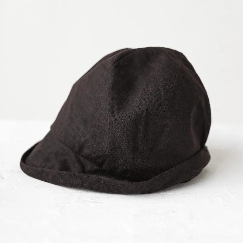 Japanese Cotton Linen Pleated Women Fisherman Hat Small Brim Summer UV Resistant Breathable Linen Bucket Hat Wrapped Head Ladies