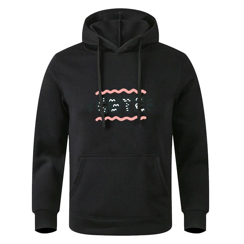 Autumn Teens Black Gray Long Sleeve Hooded Sweatshirt Hoodie Sportswear