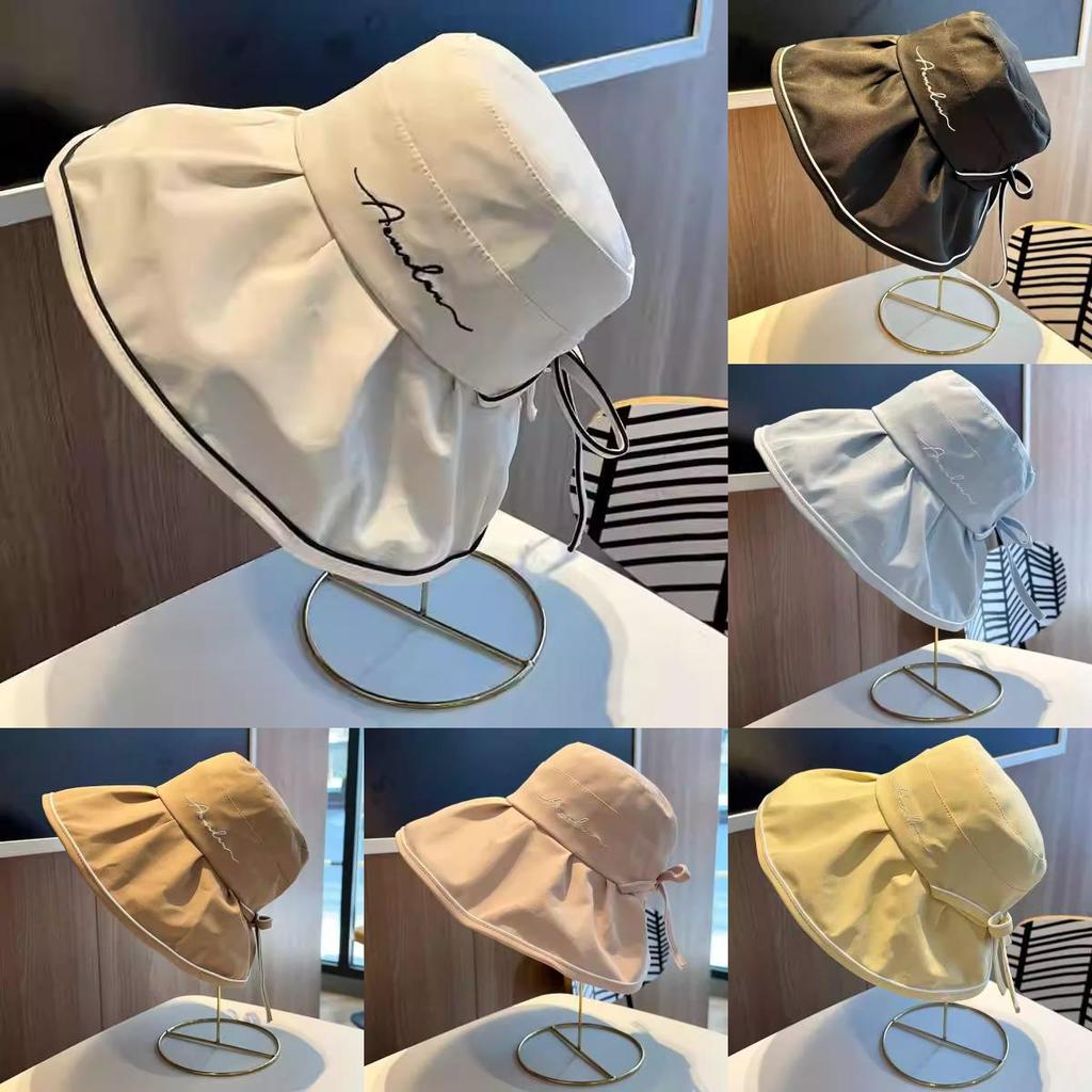 2024 New Fisherman Hat Women's Summer Sun Hat Black Jelly Uv Protection Big Brim Face-shielding Sun Hat