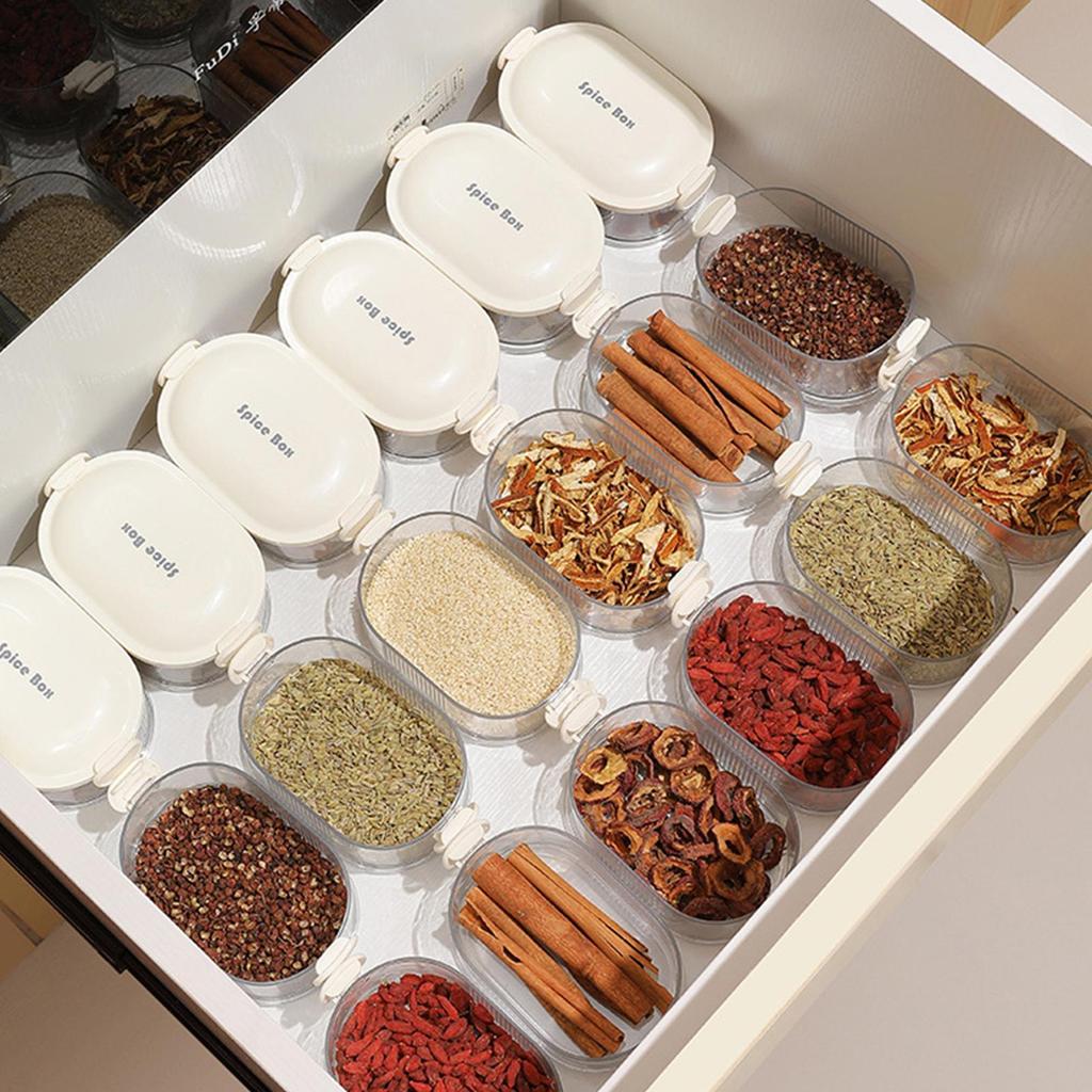 Stackable Spices Storage Boxes Plastic Seasoning Jar Multi-Layer Food Container Crisper Cereal Coffee Beans Sealed Organizers