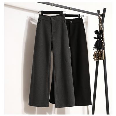 DIMANAF 2024 Plus Size New Long Pants Women Elastic Loose Thick Vintage Solid High Waist Loose Basic Casual Trousers Wide Leg Pants 5XL