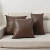 1pc 50x50cm PU Oil Wax Leather Cushion Cover, Solid Color Luxury Imitation Leather Sofa Cushion, Without Pillow Core