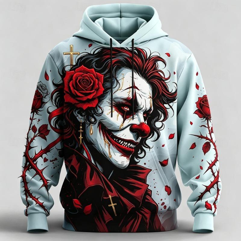 Erkek Gotik Kuzgun Kafatası Kan 3D Baskılı Kapüşonlu Sweatshirt Karanlık Korku Grafik Uzun Kollu Sokak Kapüşonlu Sweatshirt