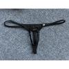 Penis Hole G-String Men Sexy Cock Ring Underwear Erotic Lingerie Low Rise T-Back Thongs Ice Silk Underpants Open Butt Panties