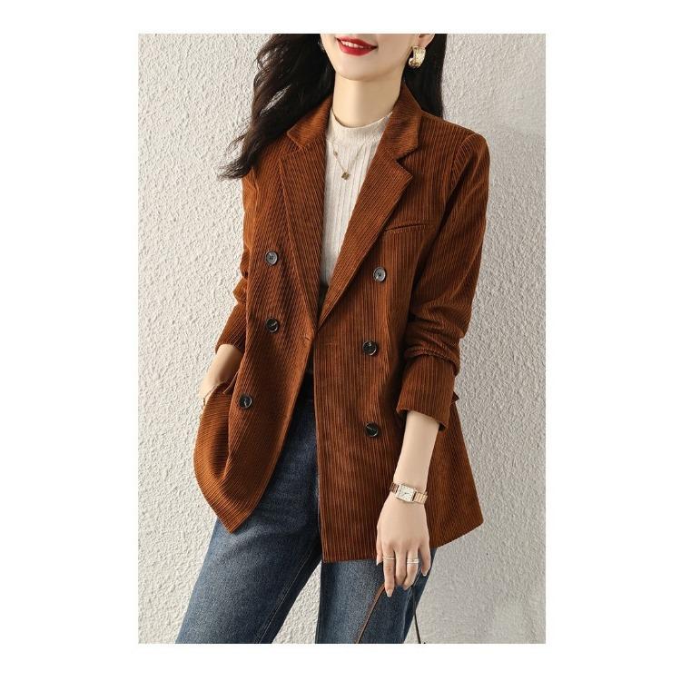 Retro Corduroy Suit Jacket for Women In Autumn / Winter, British Style Casual and Sophisticated Small Blazer with High-end Feel
