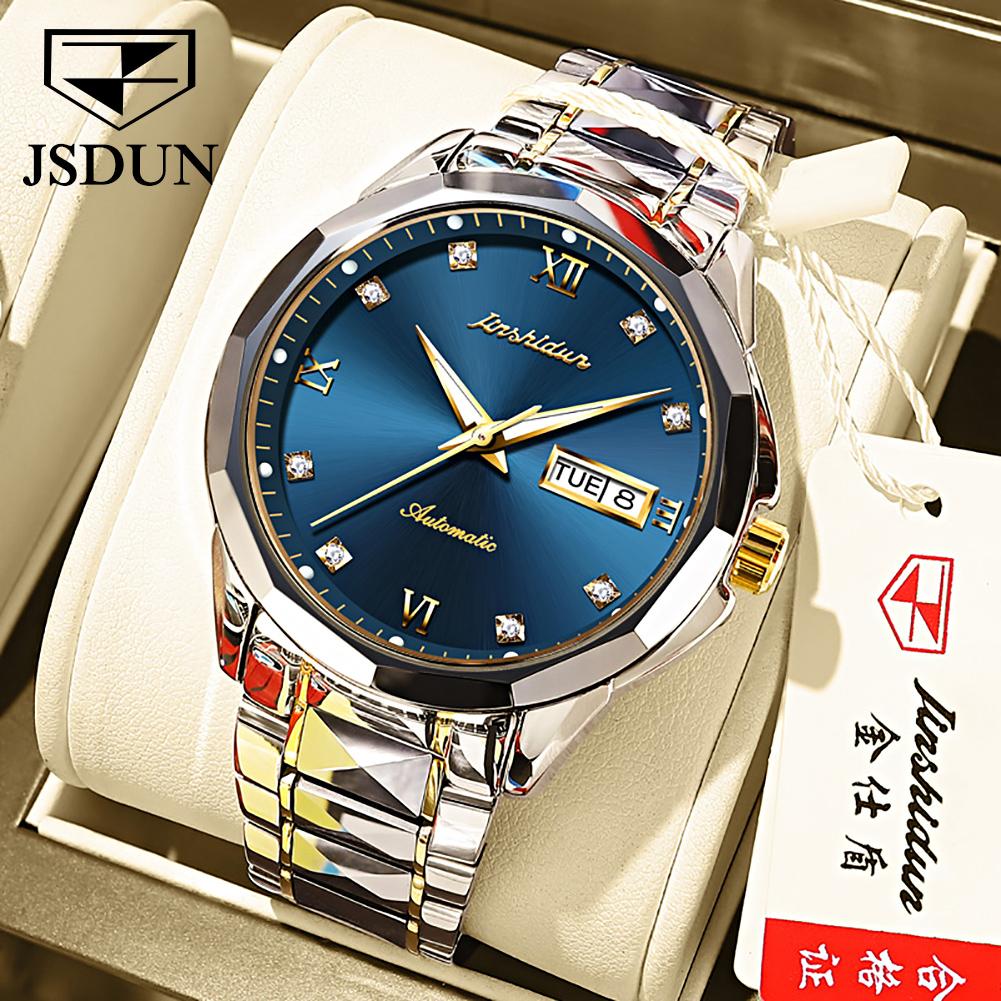 JINSHIDUN New Business and Leisure Men's Watch Automatic Mechanical Watch Luminous Waterproof High-end Business Watch Male