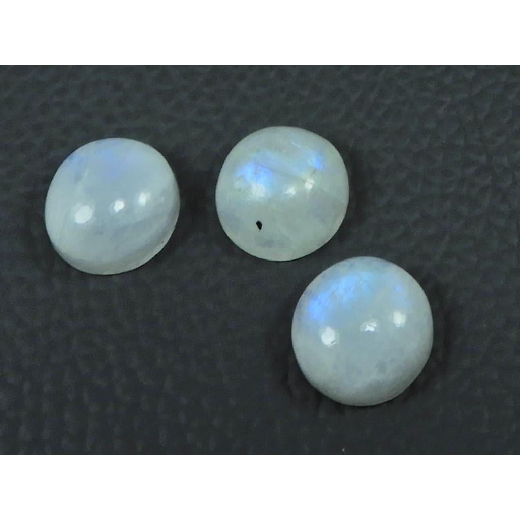 12X12MM Natural Rainbow Moonstone Round Cabochon Loose Gemstone 3Pcs Lot C-3857