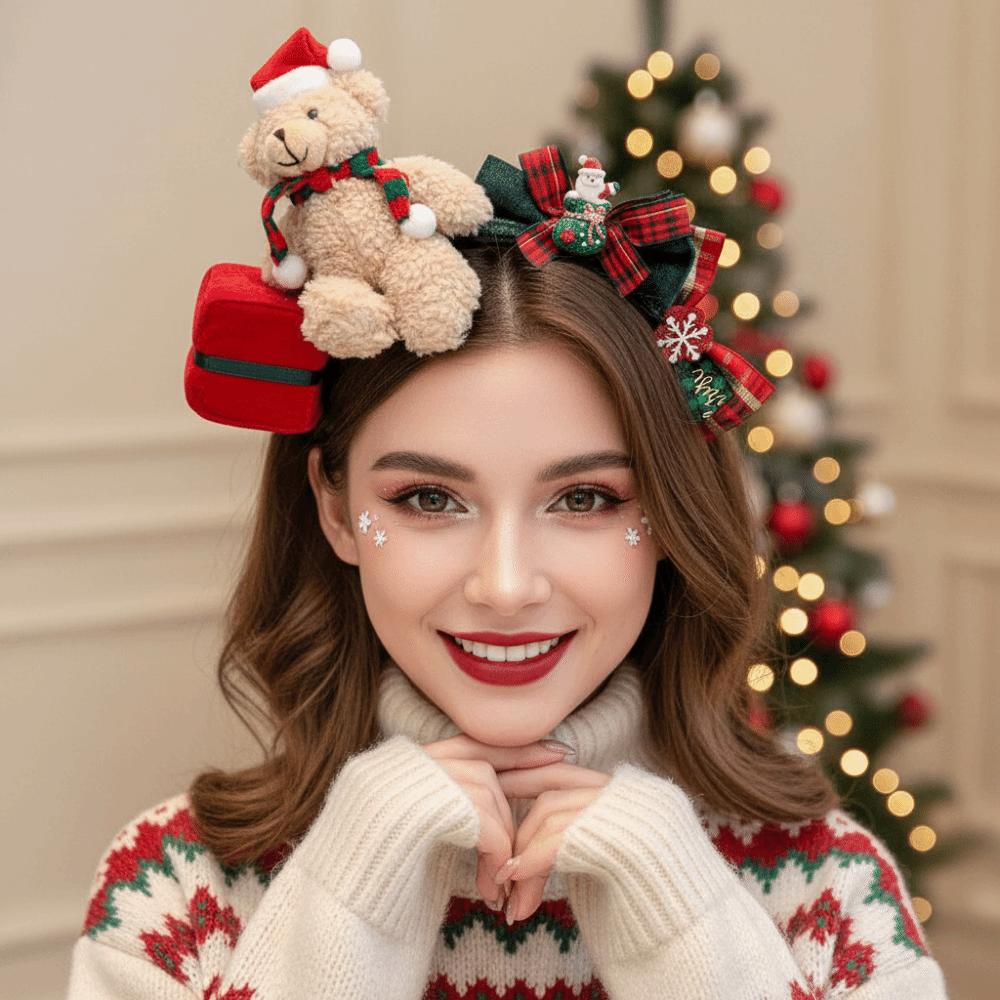 Vibrant Colors Reindeer Hairband Plush Texture Holiday Headwear Winter Celebration