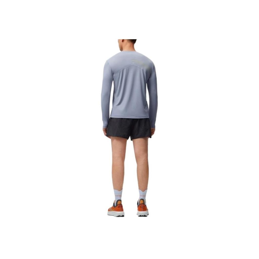 Saucony Logo Moisture-Wicking Quick-Dry Breathable Knitted Long Sleeve T-Shirt Men tops Light-Mist-Gray SC2249047B-GR61