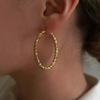 Stainless Steel Double Color Earrings For Women Female Twist Titanium Steel Hoop Earring Exaggerate Trendy Jewelry Accessories