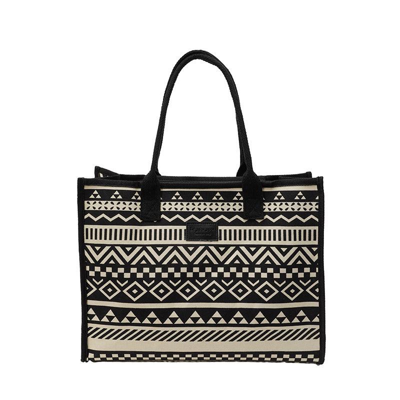 Canvas-Tasche im Ethno-Stil: Handtasche mit großem Fassungsvermögen für Damen