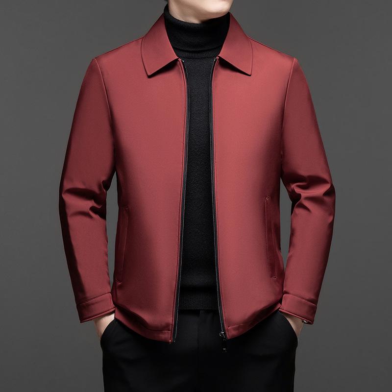 

Men s Autumn/Winter Casual Cotton Jacket - Thick, Warm, Stand Collar Design for Middle-aged and Elderly M (suggested for 100-120 jin) вина червоного кольору