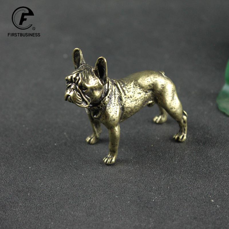 Copper Desk Ornaments Bulldog Miniatures Figurines Handmade Retro Brass Animal Pet Dog Statue Home Decorations Accessories Craft